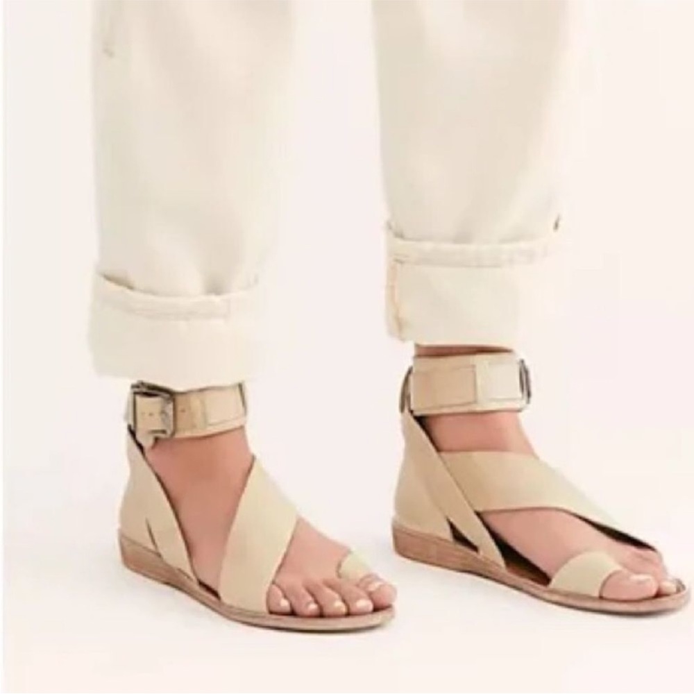 Free People Cream Strappy Sandals